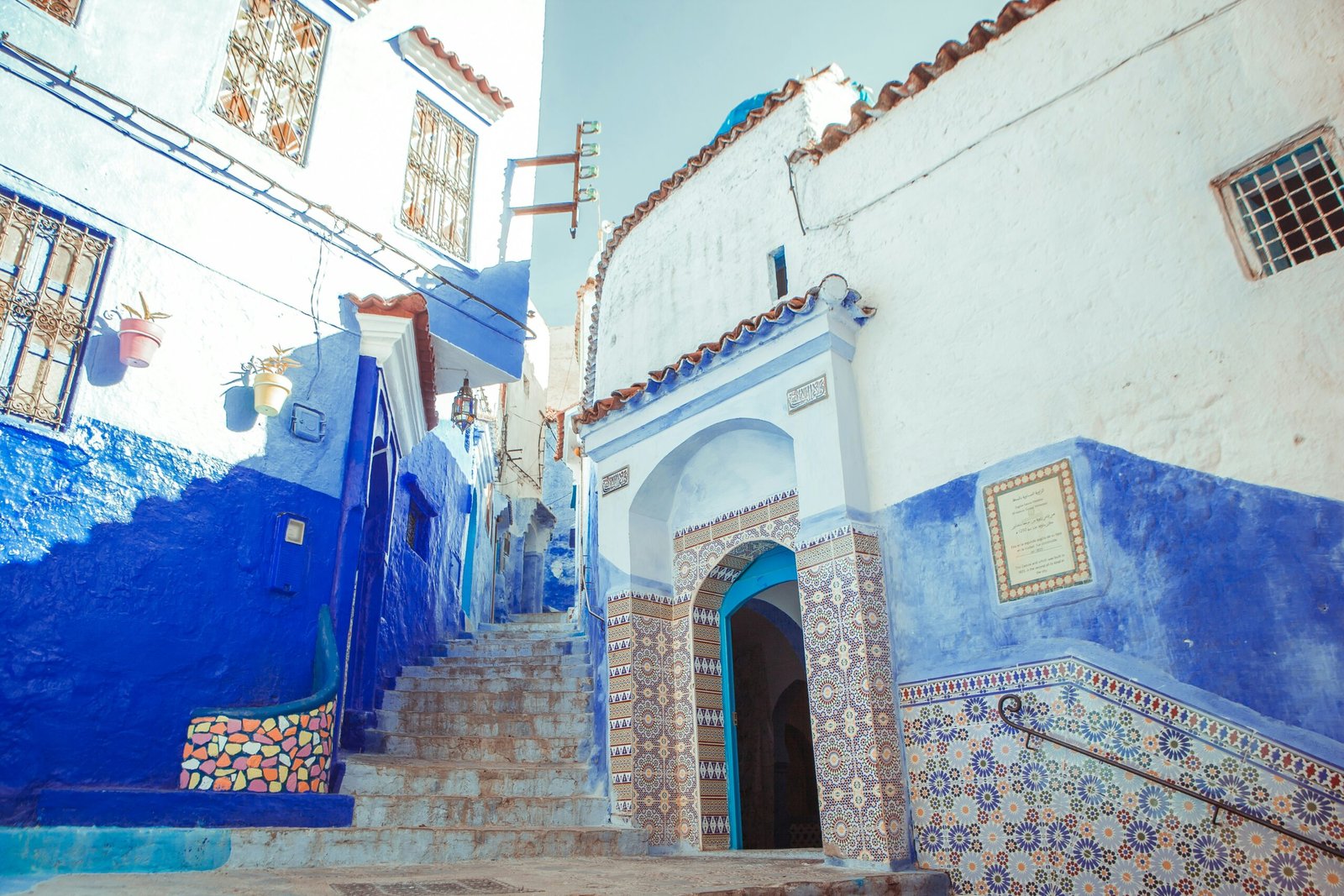 Blue-painted Chefchaouen staircase — is Morocco safe to visit this peaceful town? Absolutely